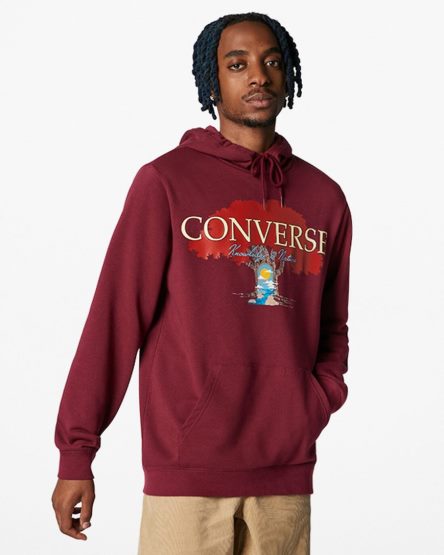 Mikiny S Kapucňou Converse Tree of Life Pullover Panske Tmavo Červené | SK CUSGD4